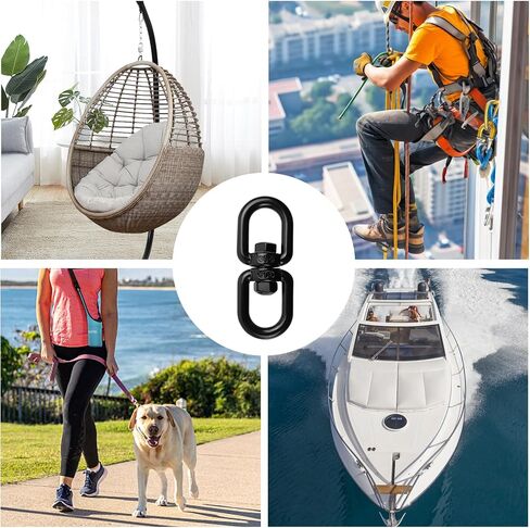 Antrader M8 Double Ended Swivel Eye Hook,4Pcs Double Eye Swivel 304 Stainless Steel Swivel Ring Double Ended Swivel Eye Hook,Black in Kuwait