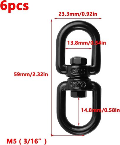 Antrader M8 Double Ended Swivel Eye Hook,4Pcs Double Eye Swivel 304 Stainless Steel Swivel Ring Double Ended Swivel Eye Hook,Black in Kuwait