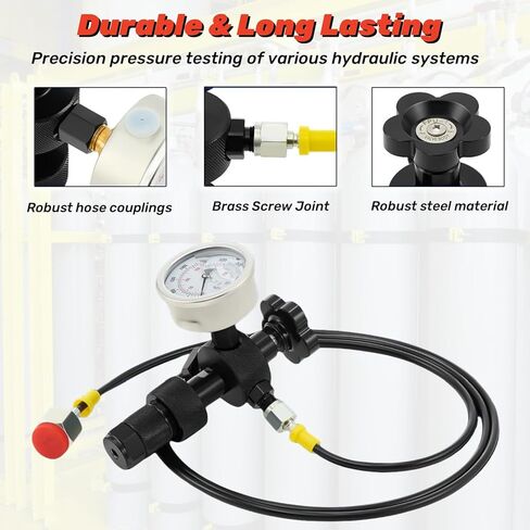 Nitrogen Fill Kit, Hydraulic Nitrogen Accumulator Charging Kit, Nitrogen Pressure Test System with 3 Gauges 1300 3500 5500 psi, 6 Adapters, Gas Hose & Main Valve Body Mixizap in Kuwait