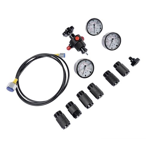 Nitrogen Fill Kit, Hydraulic Nitrogen Accumulator Charging Kit, Nitrogen Pressure Test System with 3 Gauges 1300 3500 5500 psi, 6 Adapters, Gas Hose & Main Valve Body Mixizap in Kuwait