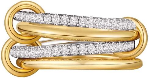 Gold Stackable Rings for Women Non Tarnish, 18k Gold Plated Cubic Zirconia Rings, Silver Multi-Link Connected Knuckle Women Stack Rings Set in Saudi Arabia