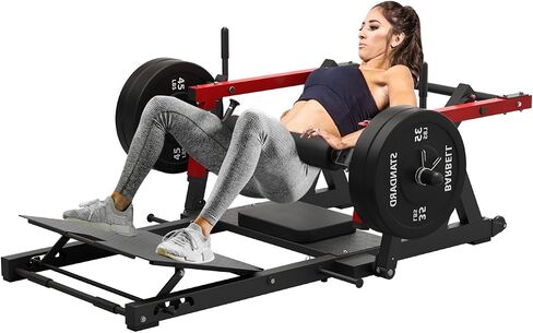 GMWD Hip Thrust Machine, 800LBS Plate-Loaded Glute Bridge Machine with Weight Holder, Heavy Duty Butt Exercise Equipment for Glute Muscles Building and Butt Shaping, Adjustable Footboard, Red in Kuwait