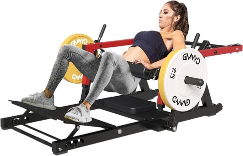 GMWD Hip Thrust Machine, 800LBS Plate-Loaded Glute Bridge Machine with Weight Holder, Heavy Duty Butt Exercise Equipment for Glute Muscles Building and Butt Shaping, Adjustable Footboard, Red in Kuwait