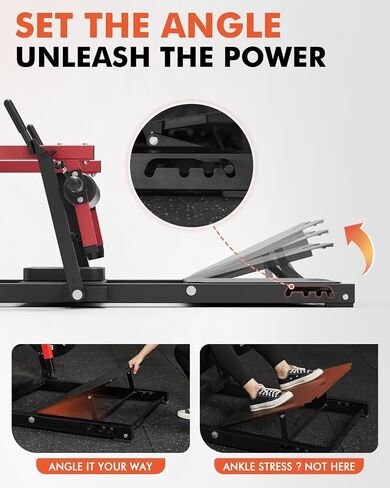 GMWD Hip Thrust Machine, 800LBS Plate-Loaded Glute Bridge Machine with Weight Holder, Heavy Duty Butt Exercise Equipment for Glute Muscles Building and Butt Shaping, Adjustable Footboard, Red in Kuwait