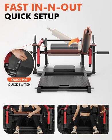 GMWD Hip Thrust Machine, 800LBS Plate-Loaded Glute Bridge Machine with Weight Holder, Heavy Duty Butt Exercise Equipment for Glute Muscles Building and Butt Shaping, Adjustable Footboard, Red in Kuwait
