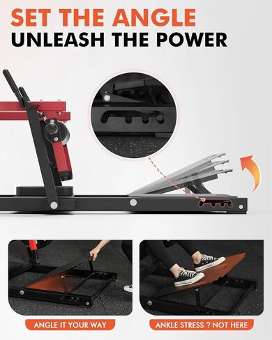 GMWD Hip Thrust Machine, 800LBS Plate-Loaded Glute Bridge Machine with Weight Holder, Heavy Duty Butt Exercise Equipment for Glute Muscles Building and Butt Shaping, Adjustable Footboard, Red in Kuwait