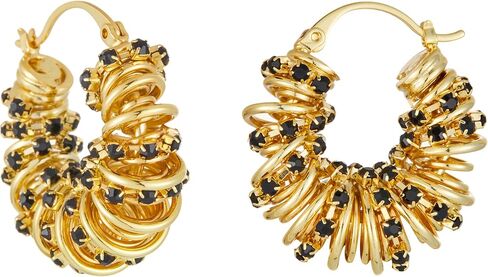 Chunky Gold Hoop Earrings Statement Earrings for Women Sparkly Rhinestone CZ Thick Hoop Earrings in Kuwait