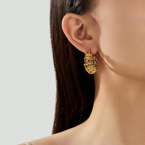 Chunky Gold Hoop Earrings Statement Earrings for Women Sparkly Rhinestone CZ Thick Hoop Earrings in Kuwait