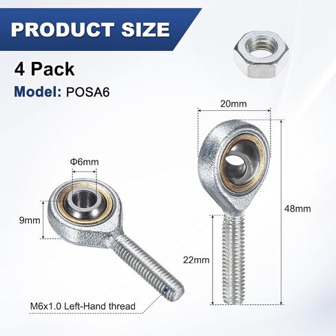 4 عبوات POSA6 محمل نهاية قضيب ، M6X1.0 الخيط الأيسر ترتيب الذكور الذك in Saudi Arabia