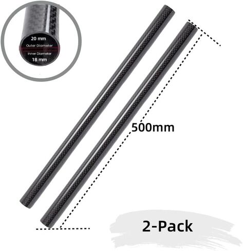 8mm x 10mm x 500mm Carbon Fiber Tubes - Matte 3K Twill Weave Wrapped, 100% Pure Round Tubing for Quadcopter and Multicopter (2-Pack) in Kuwait