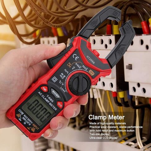 MultiMeter Digital Clamp MultiMeter ، AC DC الجهد تيار مع شاشة LCD ، عقد البيانات ، الإضاءة الخلفية لأداة إصلاح الكهرباء ، قياس تيار التيار المتردد (HT206B) in Kuwait