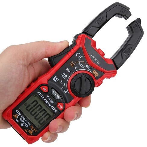 MultiMeter Digital Clamp MultiMeter ، AC DC الجهد تيار مع شاشة LCD ، عقد البيانات ، الإضاءة الخلفية لأداة إصلاح الكهرباء ، قياس تيار التيار المتردد (HT206B) in Kuwait