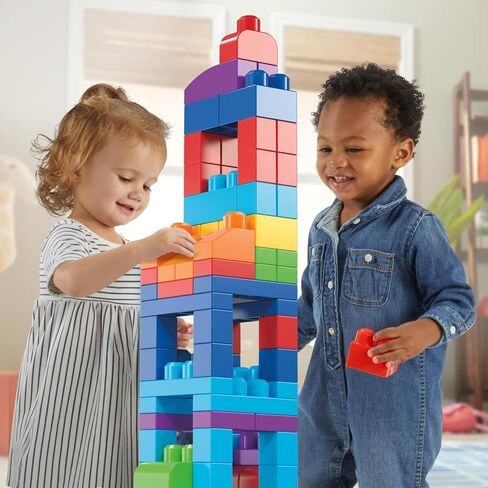 MEGA BLOKS First Builders Toddler Blocks Toys Set, Big Building Bag with 80 Pieces and Storage, Pink, Ages 1+ Years in Saudi Arabia