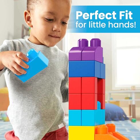 MEGA BLOKS First Builders Toddler Blocks Toys Set, Big Building Bag with 80 Pieces and Storage, Pink, Ages 1+ Years in Saudi Arabia