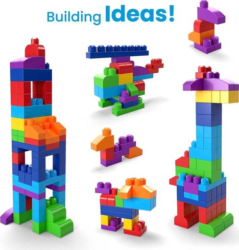MEGA BLOKS First Builders Toddler Blocks Toys Set, Big Building Bag with 80 Pieces and Storage, Pink, Ages 1+ Years in Saudi Arabia