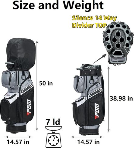 PGM Golf Cart Bag with 14 Way Organizer Divider Top, Premium Cart Bag with Handles and Rain Cover for Men in Kuwait