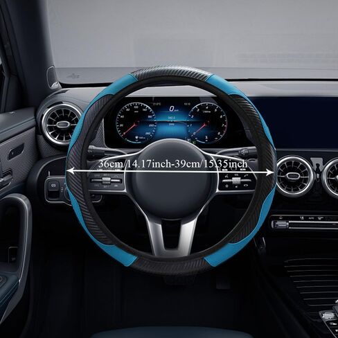 Car Steering Wheel Cover, 15 inch Carbon Fiber Microfiber PU Leather Elastic Steering Wheel Protector, Universal Car Accessories (Green) in Saudi Arabia