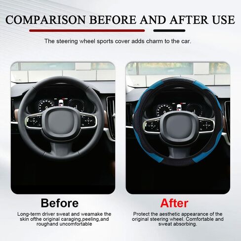 Car Steering Wheel Cover, 15 inch Carbon Fiber Microfiber PU Leather Elastic Steering Wheel Protector, Universal Car Accessories (Green) in Saudi Arabia