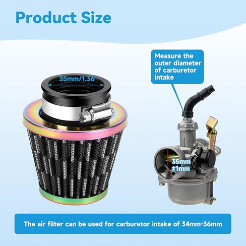 35mm (1-3/8") Motorcycle Air Filter Compatible with Taotao Coolster Baja Apollo RFZ125 XR70 CRF50 125cc 110cc 90cc 70cc 50cc ATV Quad 4 Wheeler Pit Dirt Bike Go Kart Scooter Moped Parts Blue in Kuwait