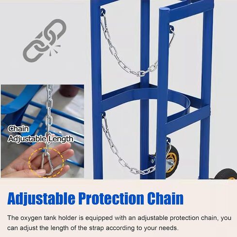 WDJBPSH Floor Mount Medical Gas Bottle Fixing Bracket, Heavy-Duty Oxygen Tank Storage Holder with 2 Protective Chain, Portable Blue Gas Cylinder Mounting Rack in Kuwait