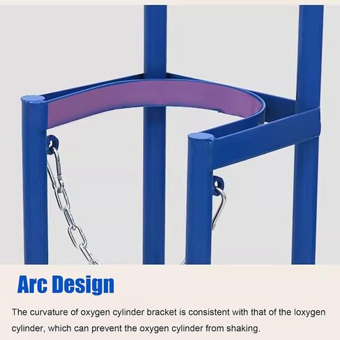 WDJBPSH Floor Mount Medical Gas Bottle Fixing Bracket, Heavy-Duty Oxygen Tank Storage Holder with 2 Protective Chain, Portable Blue Gas Cylinder Mounting Rack in Kuwait