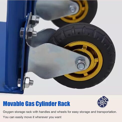 WDJBPSH Floor Mount Medical Gas Bottle Fixing Bracket, Heavy-Duty Oxygen Tank Storage Holder with 2 Protective Chain, Portable Blue Gas Cylinder Mounting Rack in Kuwait