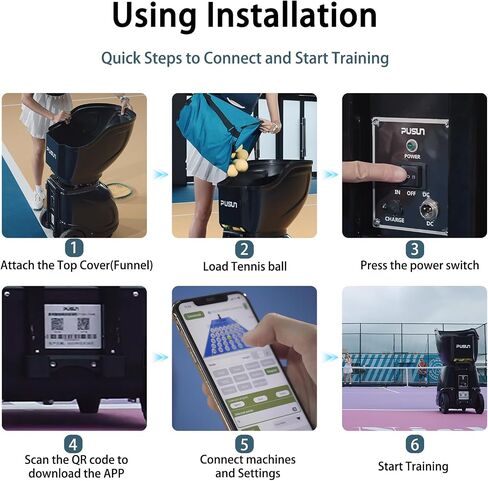 PT-MAX C Tennis Ball Machine - Professional Auto Ball Server with APP Control, 28 Landing Points & 26 Training Modes, Smart Tennis Trainer with Variable Speed System (5-7H Runtime) in Saudi Arabia