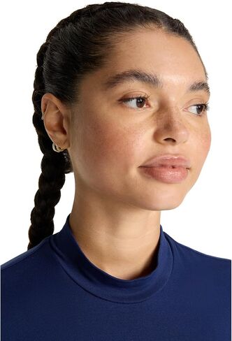 Med Couture Underscrub Long Sleeve Women Top Lettuce Edge Mock Neck with Rounded Hem and Sporty Look - MC708 in Saudi Arabia