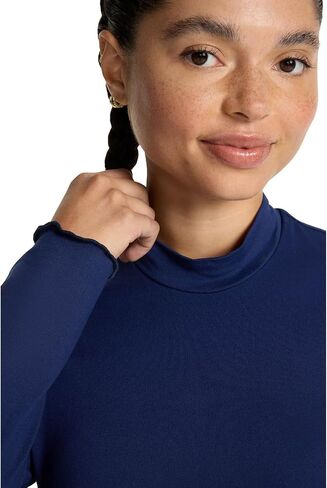 Med Couture Underscrub Long Sleeve Women Top Lettuce Edge Mock Neck with Rounded Hem and Sporty Look - MC708 in Saudi Arabia