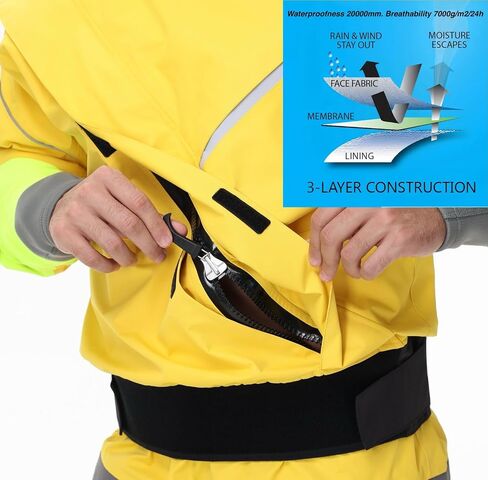 Dry Suits for Men,Front Zip for Sailing,Kayaking,Paddling with Reinforced Knees and Seat,Waterproof and Breathable in Kuwait