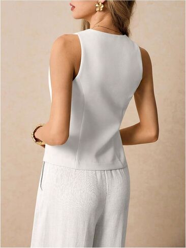 GORGLITTER Women's Metal Flower Blazer Vest Sleeveless V Neck Fashion Vests Top Business Casual Work Tops in Saudi Arabia