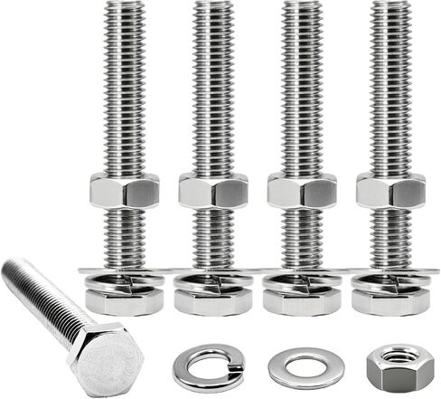 3/8-16 x 3 Hex Bolts Set, 5 Sets 3/8"-16 Thread 3 Inches Long, Hexagon Bolt Nuts, Flat & Lock Washers, Stainless Steel 304 Right Hand Fully Thread Heavy Duty Hex Bolts Assortment Kit in Saudi Arabia