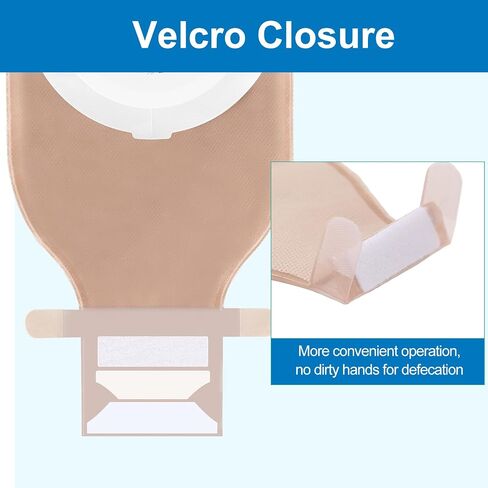 Colostomy Bags One-Piece Ostomy Supplies, 15-65mm Cut to Fit Drainable Pouches with Velcro Closure for Ileostomy Stoma Care (20Pack) in Saudi Arabia