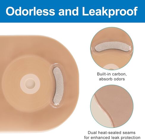 Colostomy Bags One-Piece Ostomy Supplies, 15-65mm Cut to Fit Drainable Pouches with Velcro Closure for Ileostomy Stoma Care (20Pack) in Saudi Arabia