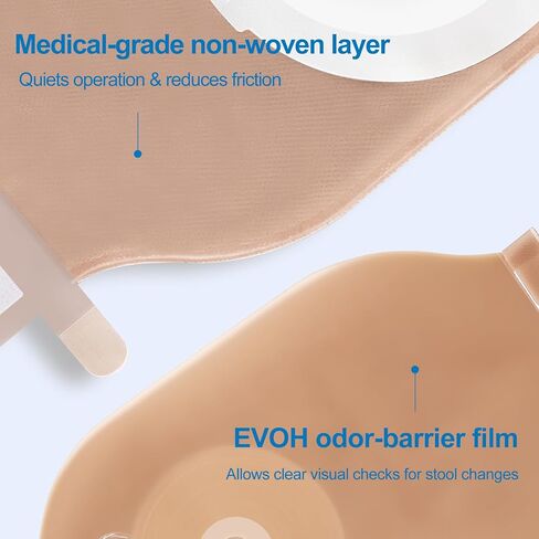Colostomy Bags One-Piece Ostomy Supplies, 15-65mm Cut to Fit Drainable Pouches with Velcro Closure for Ileostomy Stoma Care (20Pack) in Saudi Arabia