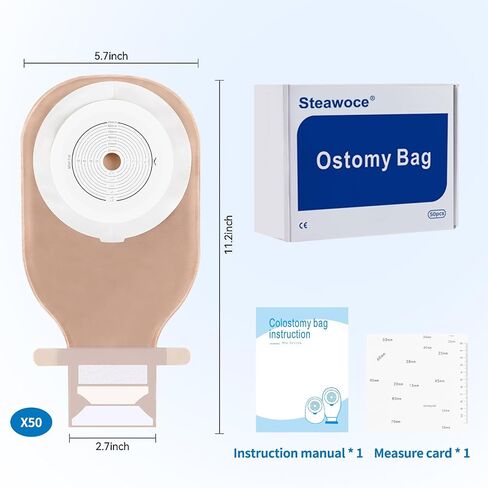 Colostomy Bags One-Piece Ostomy Supplies, 15-65mm Cut to Fit Drainable Pouches with Velcro Closure for Ileostomy Stoma Care (20Pack) in Saudi Arabia