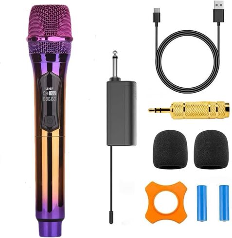 الميكروفون اللاسلكي اللاسلكي المحمول ، ميكروفون UHF اللاسلكي القابل لإعادة الشحن ، 200 قدم ، ميكروفون لاسلكي ديناميكي محمولة للمرحلة الكبيرة الغناء زفاف الكاريوكي دي جي لحزب الكنسية استخدام نظام السلطة الفلسطينية (الأرجواني) in Kuwait