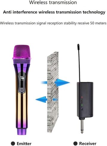 الميكروفون اللاسلكي اللاسلكي المحمول ، ميكروفون UHF اللاسلكي القابل لإعادة الشحن ، 200 قدم ، ميكروفون لاسلكي ديناميكي محمولة للمرحلة الكبيرة الغناء زفاف الكاريوكي دي جي لحزب الكنسية استخدام نظام السلطة الفلسطينية (الأرجواني) in Kuwait
