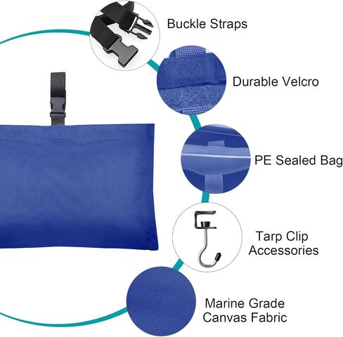 Boat Cover Sand Bags Weights, Weighted Bags Fit for Boat Mooring Covers Car RV Cover, 900D Marine Grade Sand Bags for Weight, Windproof Weighted Sandbags Tarp Weights & Tarp Clip Boating Accessories in Saudi Arabia