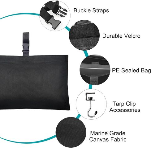 Boat Cover Sand Bags Weights, Weighted Bags Fit for Boat Mooring Covers Car RV Cover, 900D Marine Grade Sand Bags for Weight, Windproof Weighted Sandbags Tarp Weights & Tarp Clip Boating Accessories in Saudi Arabia