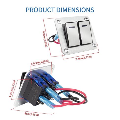 لوحة مفتاح الروك 4 عصابة الألومنيوم مقاومة للماء 12 فولت/24 فولت لوحة تبديل التبديل ، 3 دبوس مفتاح قارب على السيارة ، مسبقًا للسيارات البحرية للسيارات in Kuwait