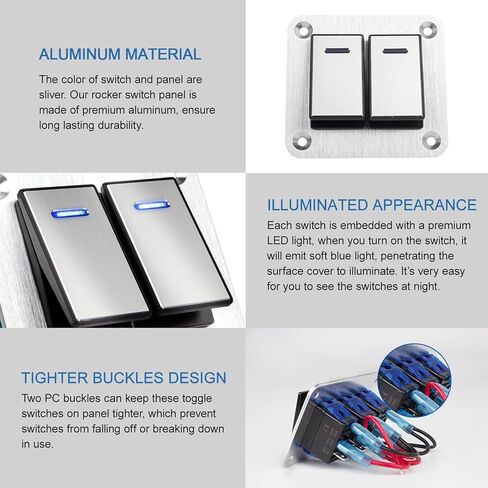 لوحة مفتاح الروك 4 عصابة الألومنيوم مقاومة للماء 12 فولت/24 فولت لوحة تبديل التبديل ، 3 دبوس مفتاح قارب على السيارة ، مسبقًا للسيارات البحرية للسيارات in Kuwait