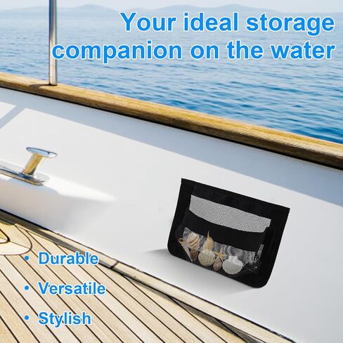 2 Pcs Self-Adhesive Storage Mesh Bags for Boats, 10x7in Waterproof Boat Storage Net Organizer Compartment for Organizing Boat Tools Fishing Gear Safety Equipment and Personal Accessories in Kuwait