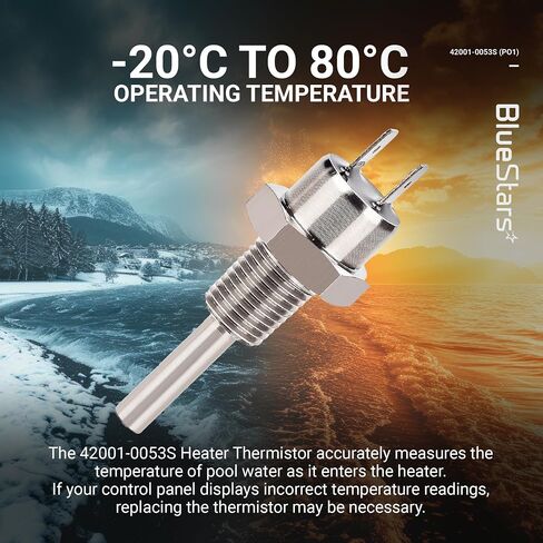 BlueStars 42001-0053S Heater Thermistor – Stainless Steel Replacement Part - Compatible with Pentair Sta-Rite MasterTemp and Max-E-Therm Pool & Spa Heater Electrical Systems in Saudi Arabia