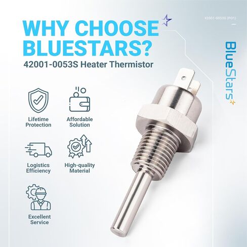 BlueStars 42001-0053S Heater Thermistor – Stainless Steel Replacement Part - Compatible with Pentair Sta-Rite MasterTemp and Max-E-Therm Pool & Spa Heater Electrical Systems in Saudi Arabia