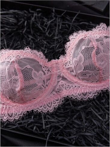 SOLY HUX Women's Lace Lingerie Set Strapless Underwire Bandeau Bra and Panty Sets in Kuwait