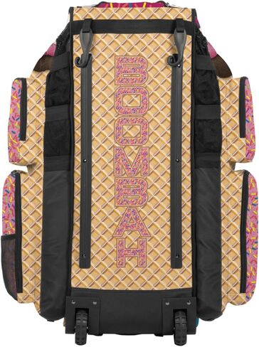 Boombah Superpack XL Rolling Bat Bag - 36" x 16" x 23.5" - Telescopic Handle - Holds 8 Bats - Wheeled Version - Ice Cream Neapolitan Multi in Saudi Arabia