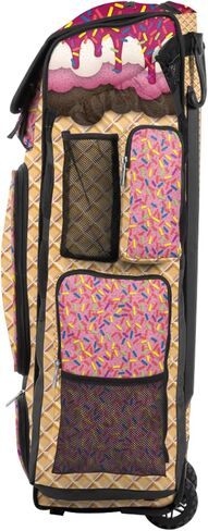 Boombah Superpack XL Rolling Bat Bag - 36" x 16" x 23.5" - Telescopic Handle - Holds 8 Bats - Wheeled Version - Ice Cream Neapolitan Multi in Saudi Arabia