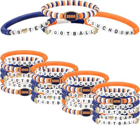 24 Pcs Football Bracelets Team Friendship Bracelets Football Party Favors for Women Men Stackable Stretch Sports Bracelet for Team Fan Party Supplies Award Gift in Saudi Arabia