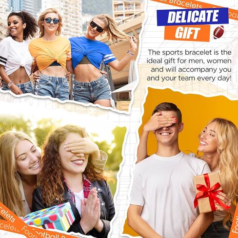 24 Pcs Football Bracelets Team Friendship Bracelets Football Party Favors for Women Men Stackable Stretch Sports Bracelet for Team Fan Party Supplies Award Gift in Saudi Arabia